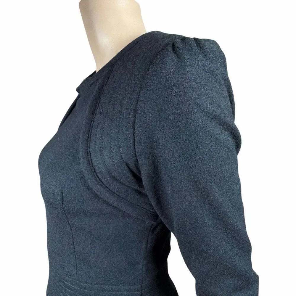 Kova & T size 2 Black Structured Puff Sleeve Mini Dress Bodycon Designer (102)